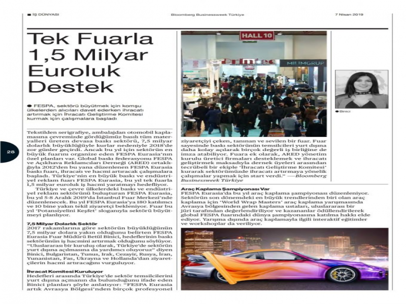 FESPA Eurasia Bloomberg Businessweek Türkiye Haberi