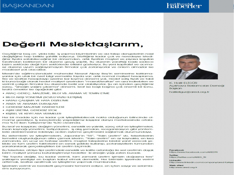 BAŞKANDAN: MART 2015