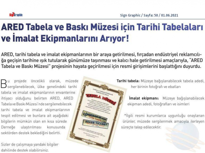 ARED Tabela ve Baskı Müzesi için tarihi tabelaları ve imalat ekipmanlarını arıyor!