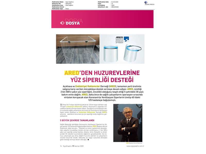 ARED'den huzurevlerine yüz siperliği desteği