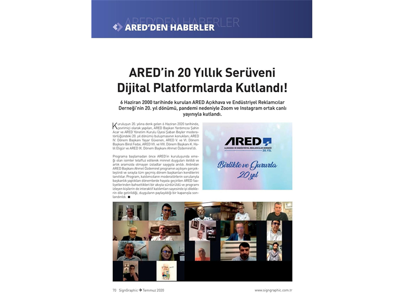 ARED'in 20 Yıllık Serüveni Dijital Platformlarda Kutlandı!