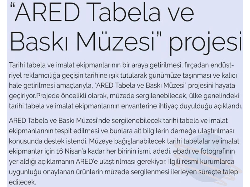 ARED Tabela ve Baskı Müzesi projesi