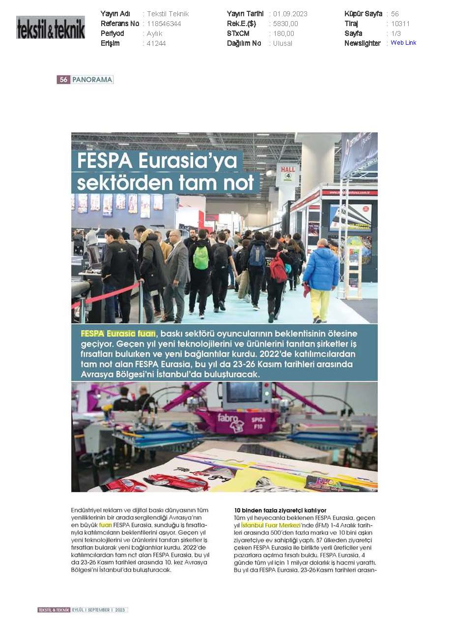 FESPA Eurasia'ya Sektörden Tam Not