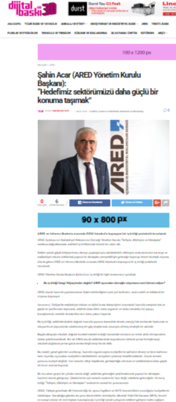 Şahin Acar (ARED Yönetim Kurulu Başkanı): “Hedefimiz sektörümüzü daha güçlü bir konuma taşımak”