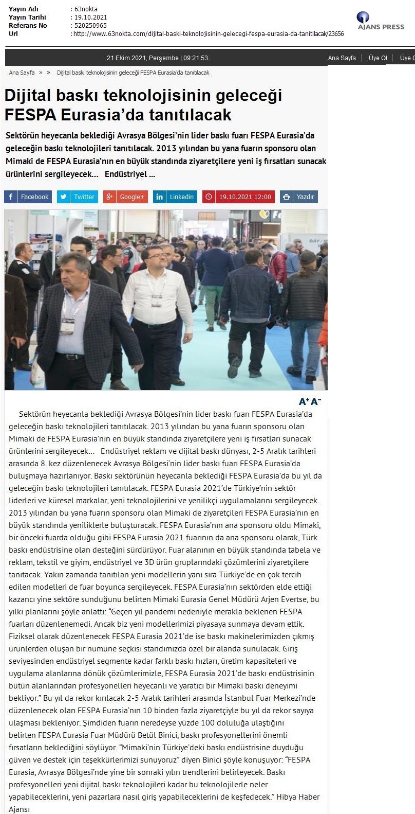 Dijital baskı teknolojisinin geleceği FESPA Eurasia'da tanıtılacak