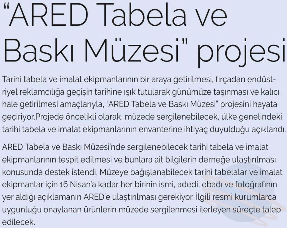 ARED Tabela ve Baskı Müzesi projesi