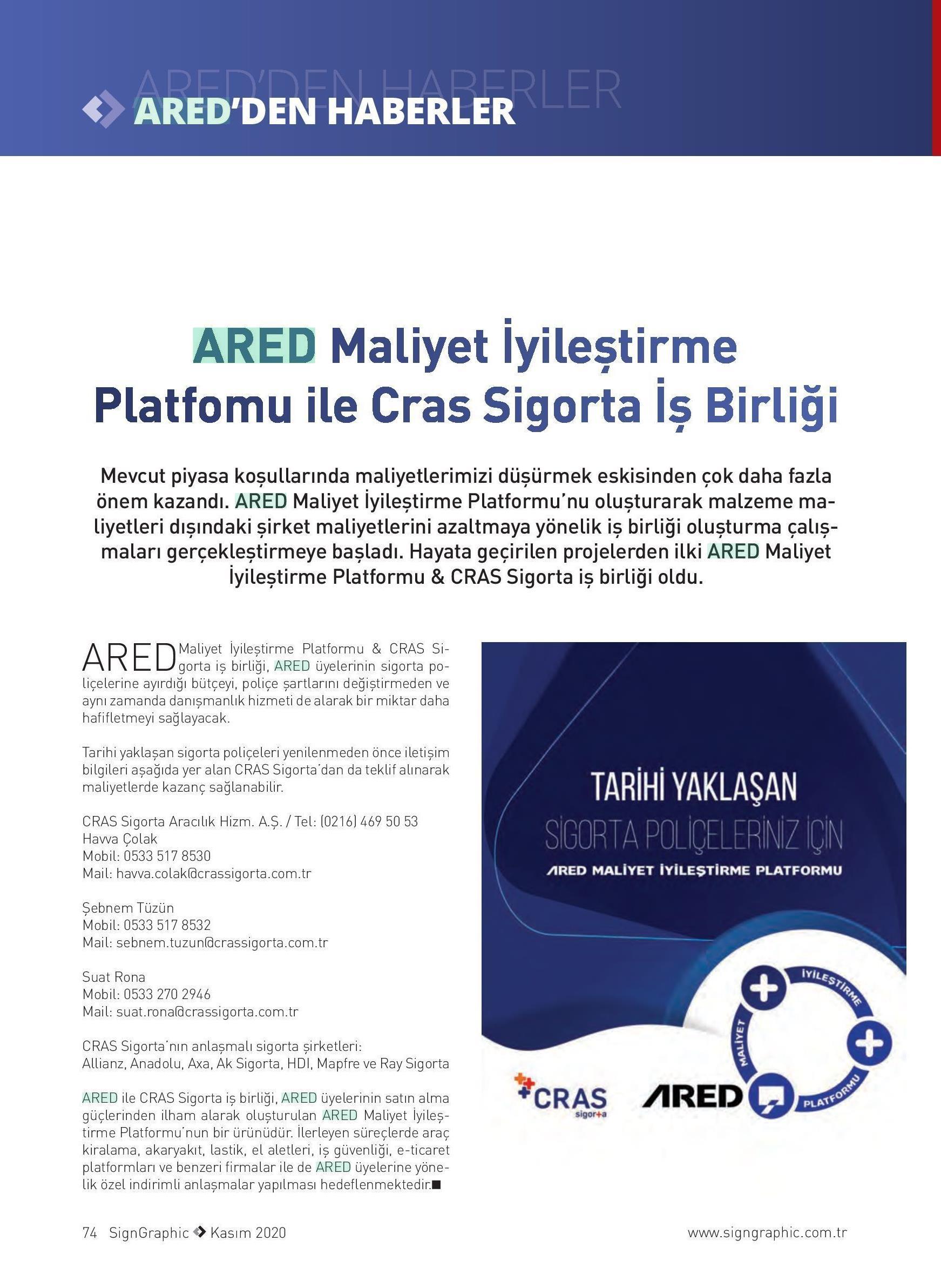 ARED Maliyet İyileştirme Platformu İle Cras Sigorta iş birliği