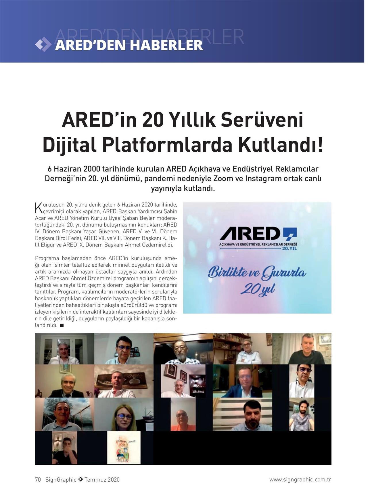 ARED'in 20 Yıllık Serüveni Dijital Platformlarda Kutlandı!