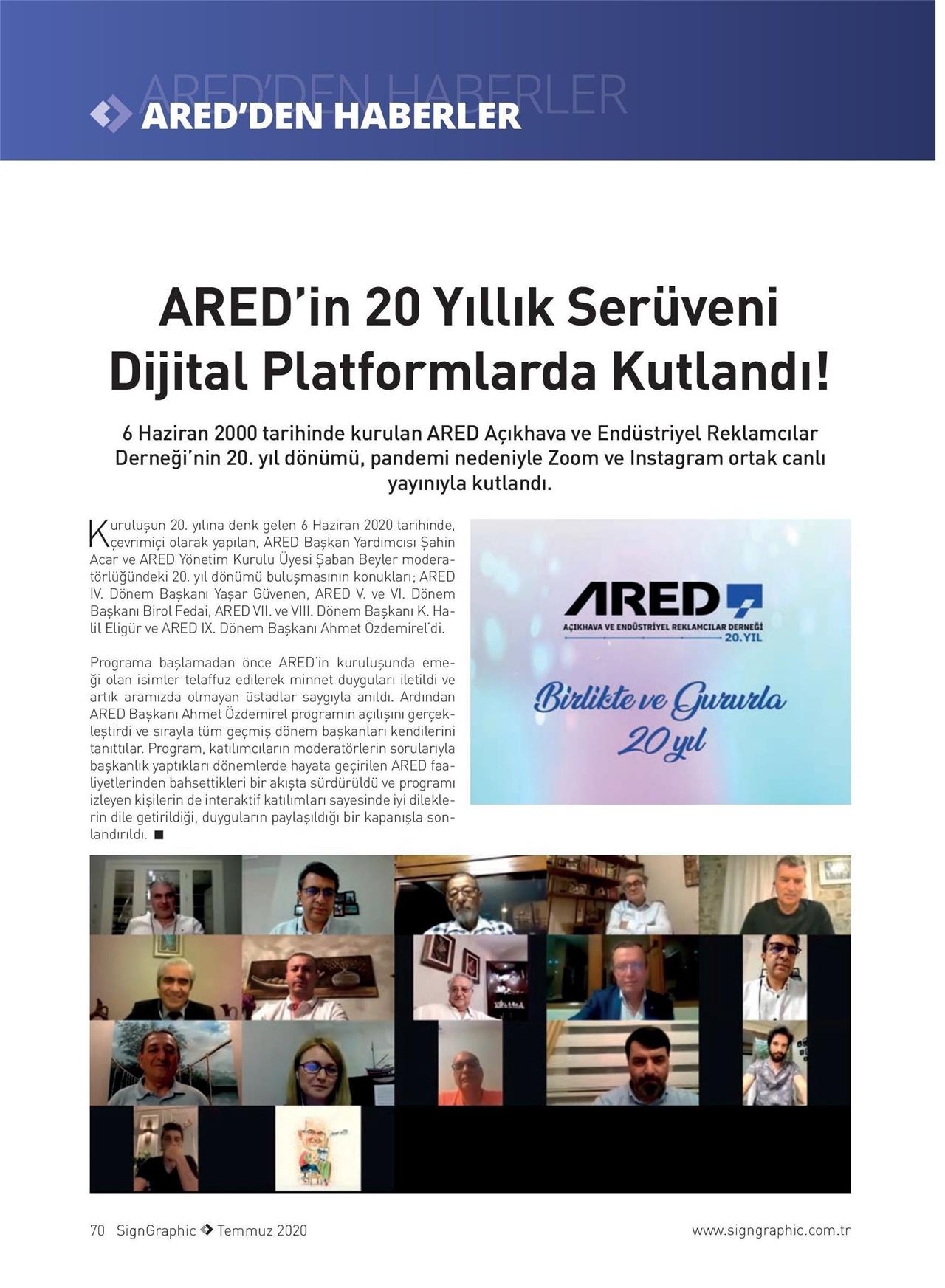 ARED'in 20 Yıllık Serüveni Dijital Platformlarda Kutlandı!