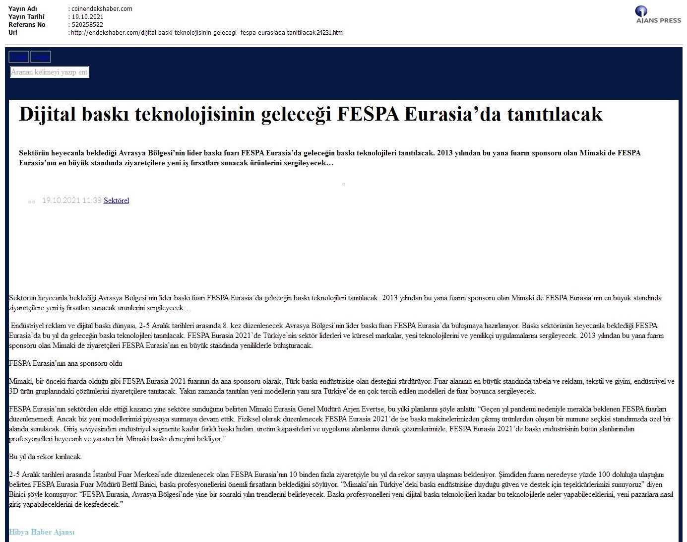 Dijital baskı teknolojisinin geleceği FESPA Eurasia'da tanıtılacak