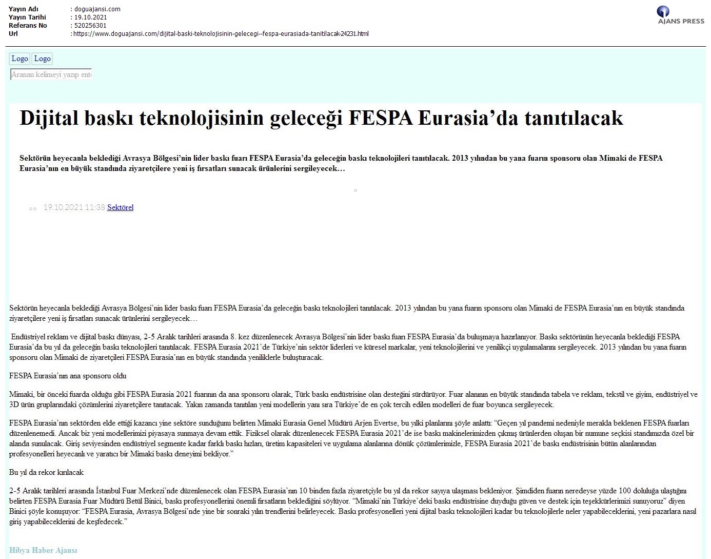 Dijital baskı teknolojisinin geleceği FESPA Eurasia'da tanıtılacak