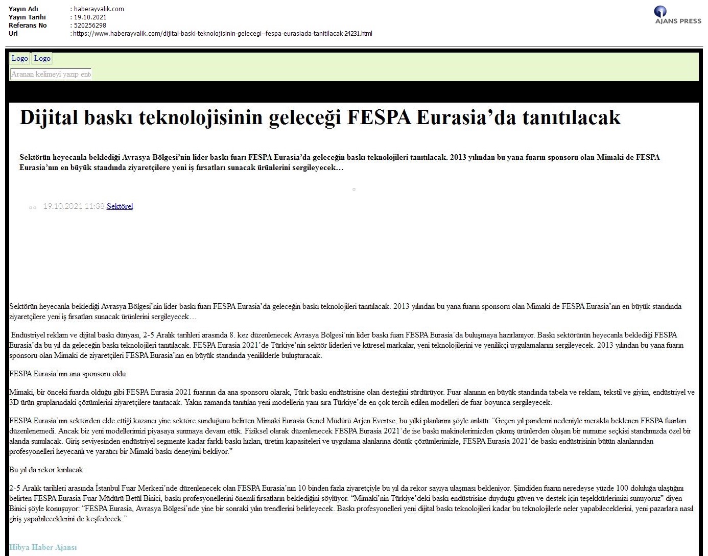 Dijital baskı teknolojisinin geleceği FESPA Eurasia'da tanıtılacak