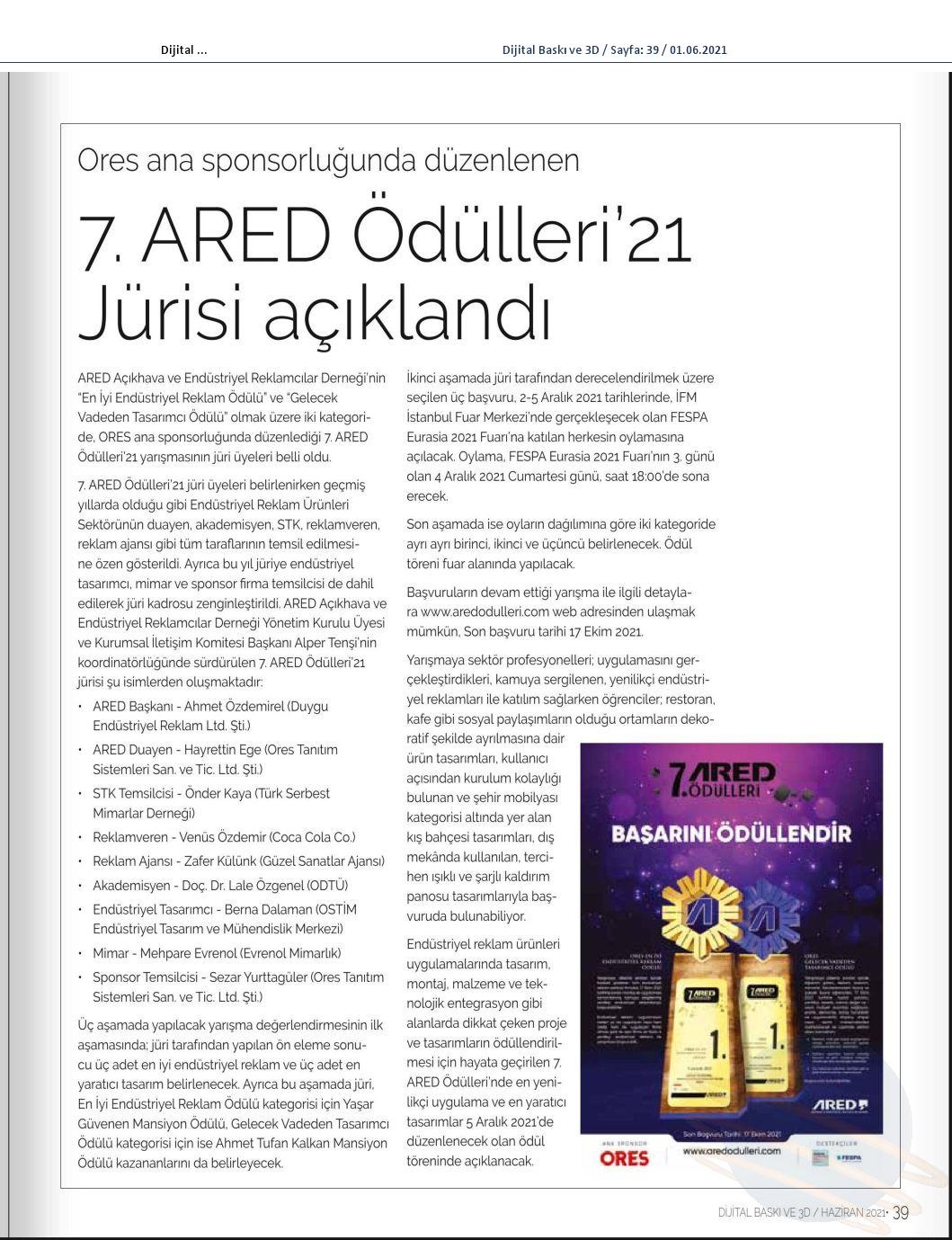 7. ARED Ödülleri'21 Jurisi açıklandı