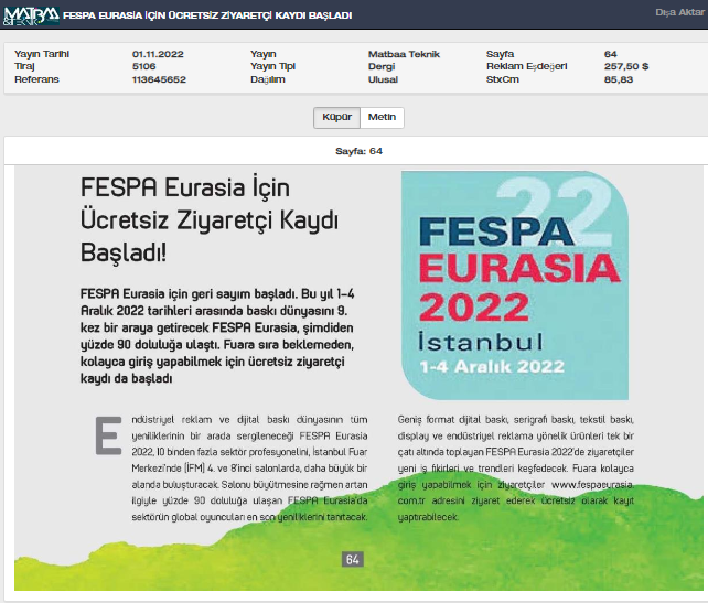 FESPA Eurasia için ücretsiz ziyaretçi kaydı başladı