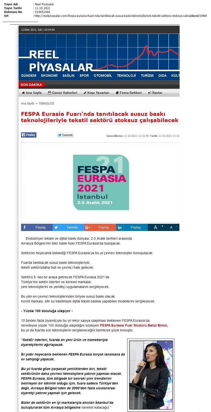 Hiç su tüketmeyen tekstil baskısı FESPA Eurasia'da tanıtılacak