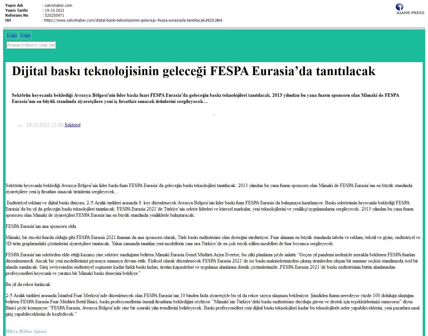 Dijital baskı teknolojisinin geleceği FESPA Eurasia'da tanıtılacak