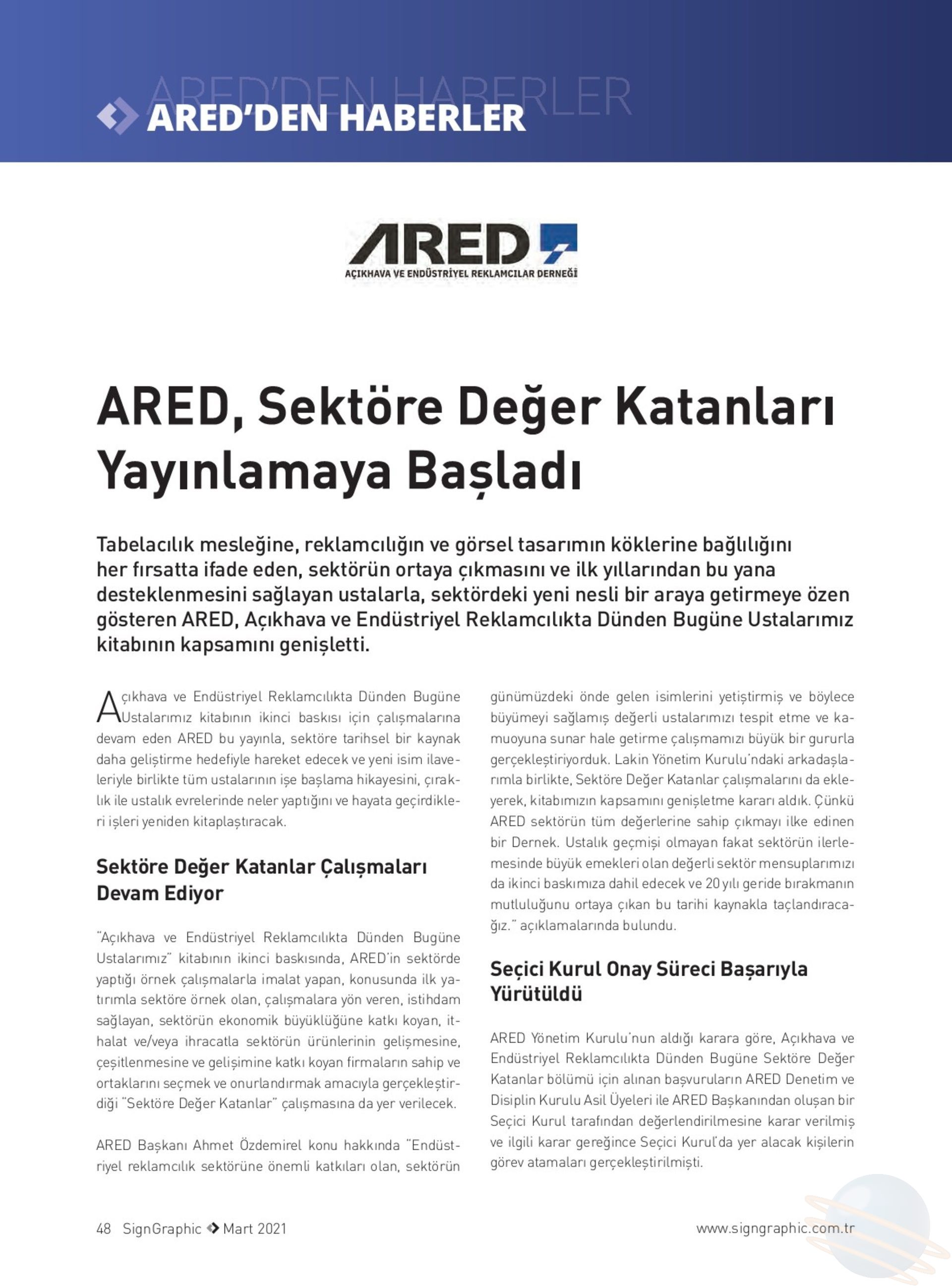 ‘Sektöre Değer Katanlar’ ARED web sitesinde yayınlanmaya başlandı