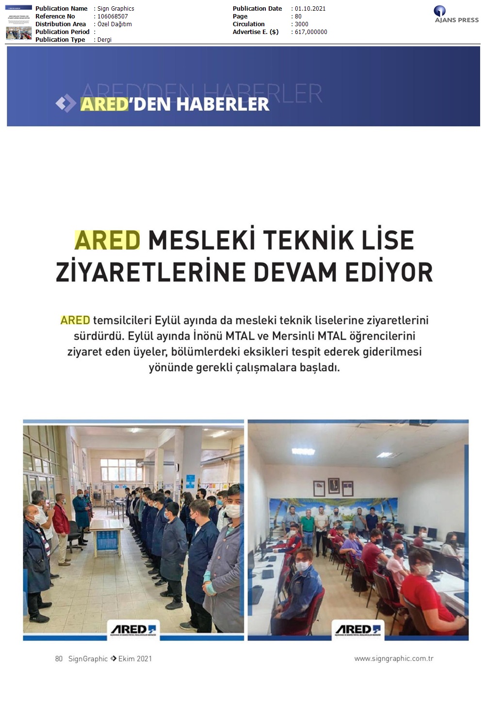 ARED Mesleki Teknik Lise ziyaretlerine devam ediyor