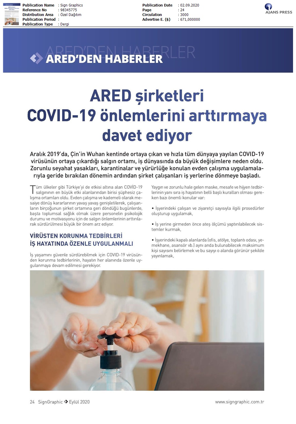 ARED Şirketleri COVID-19 önlemlerini arttırmaya davet ediyor