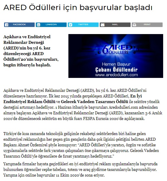 ARED Ödülleri için başvurular başladı