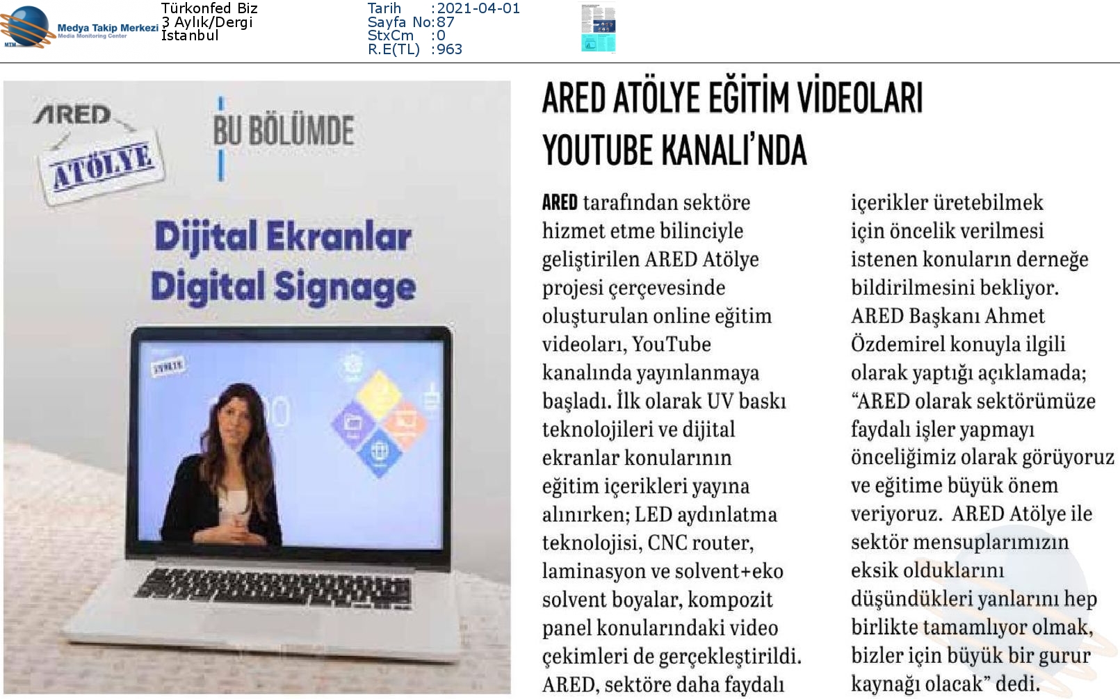 ARED Atölye eğitim videoları Youtube’da