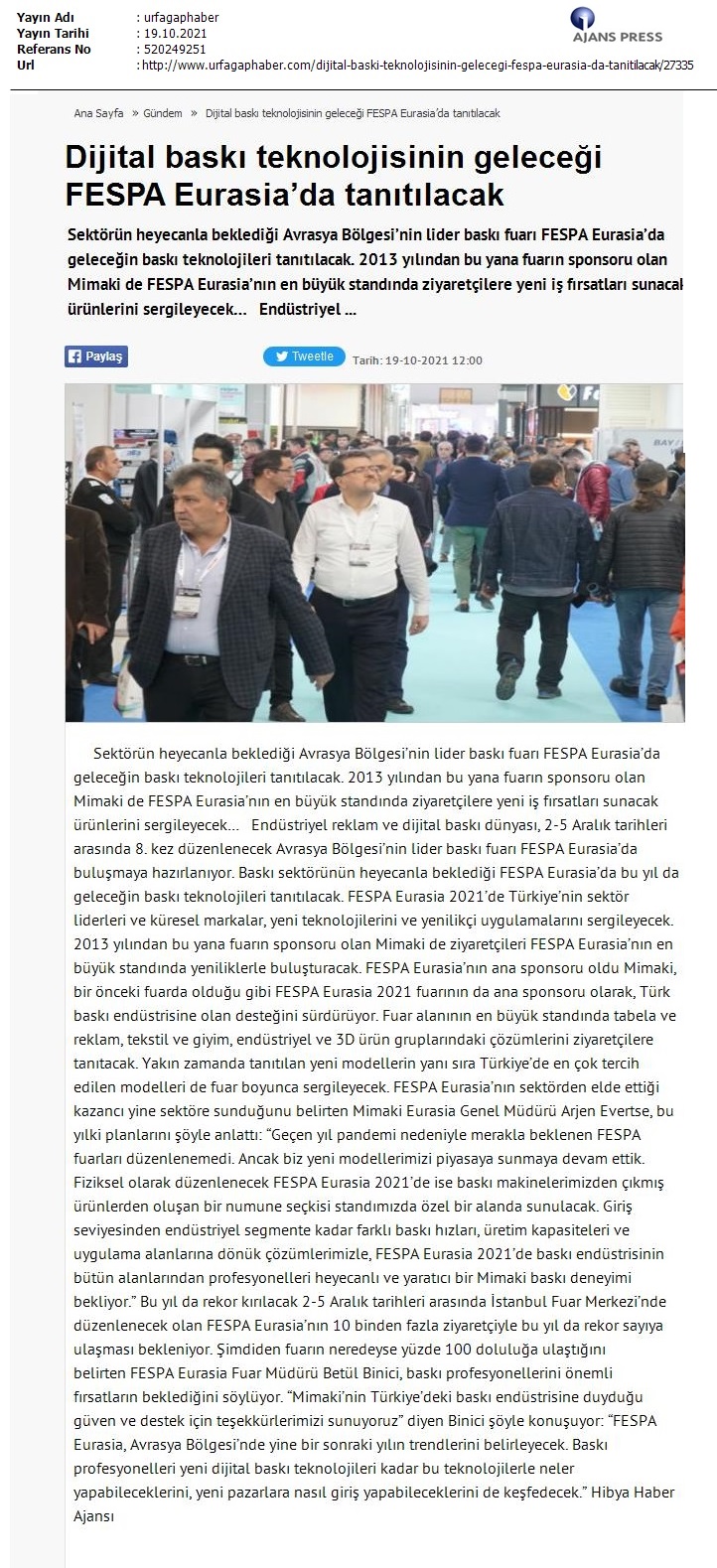 Dijital baskı teknolojisinin geleceği FESPA Eurasia'da tanıtılacak