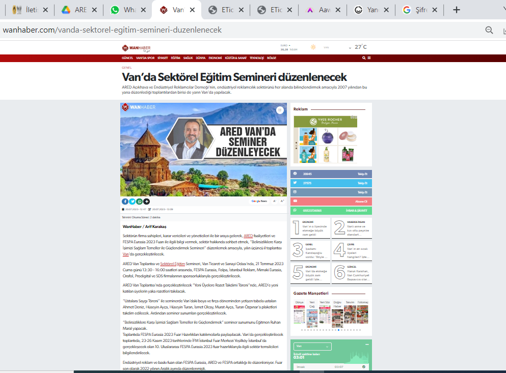 ARED Van Toplantısı ve Sektörel Eğitim Semineri