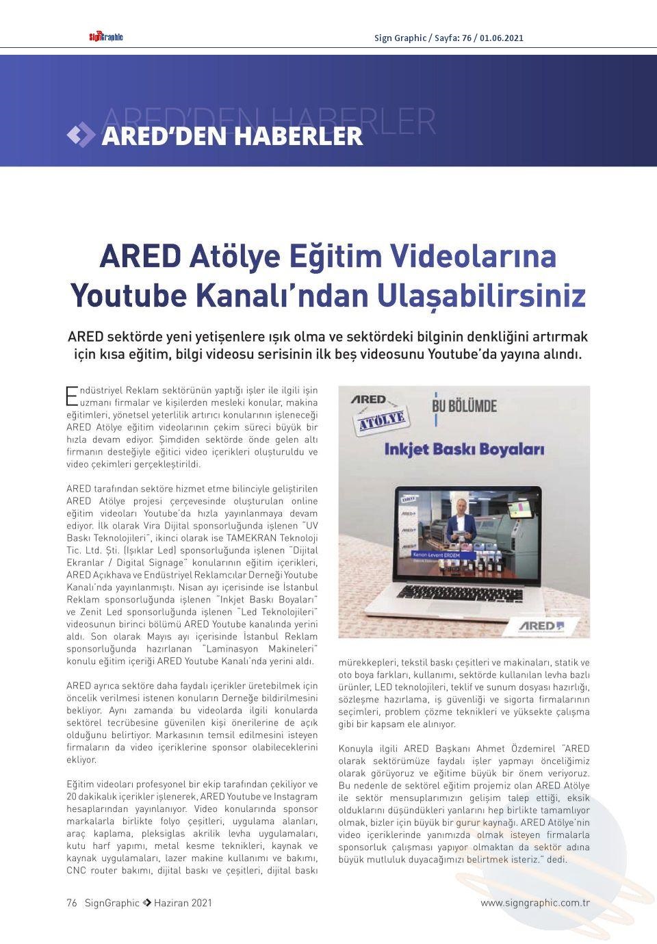 ARED Atölye eğitim videoları Youtube’da