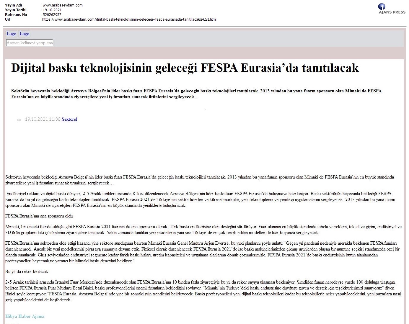 Dijital baskı teknolojisinin geleceği FESPA Eurasia'da tanıtılacak