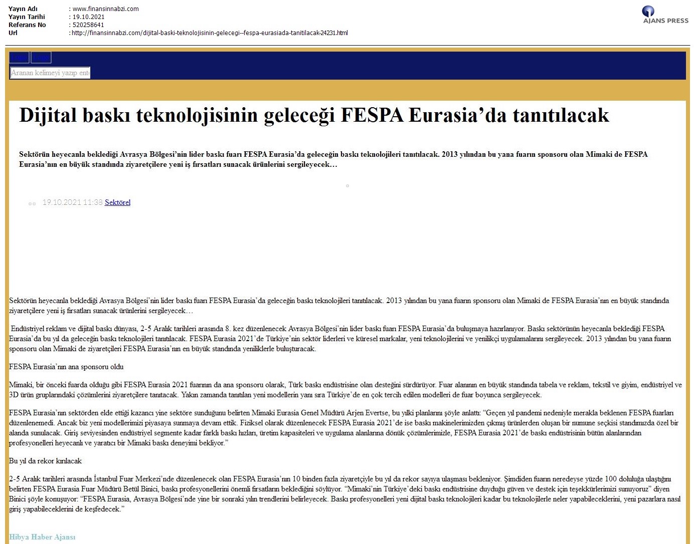 Dijital baskı teknolojisinin geleceği FESPA Eurasia'da tanıtılacak