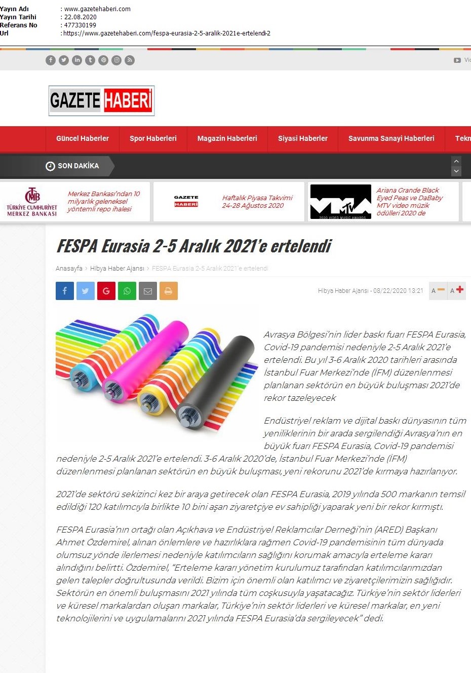 FESPA Eurasia 2-5 Aralık 2021’e ertelendi