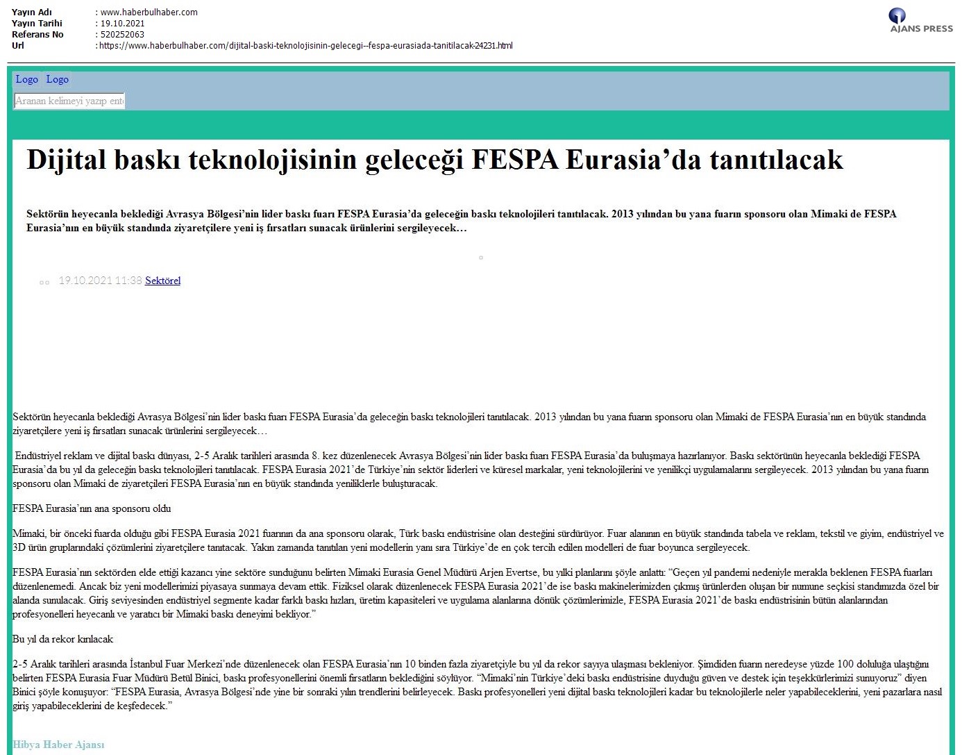 Dijital baskı teknolojisinin geleceği FESPA Eurasia'da tanıtılacak