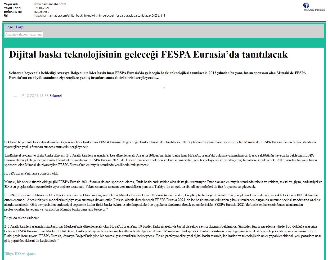 Dijital baskı teknolojisinin geleceği FESPA Eurasia'da tanıtılacak