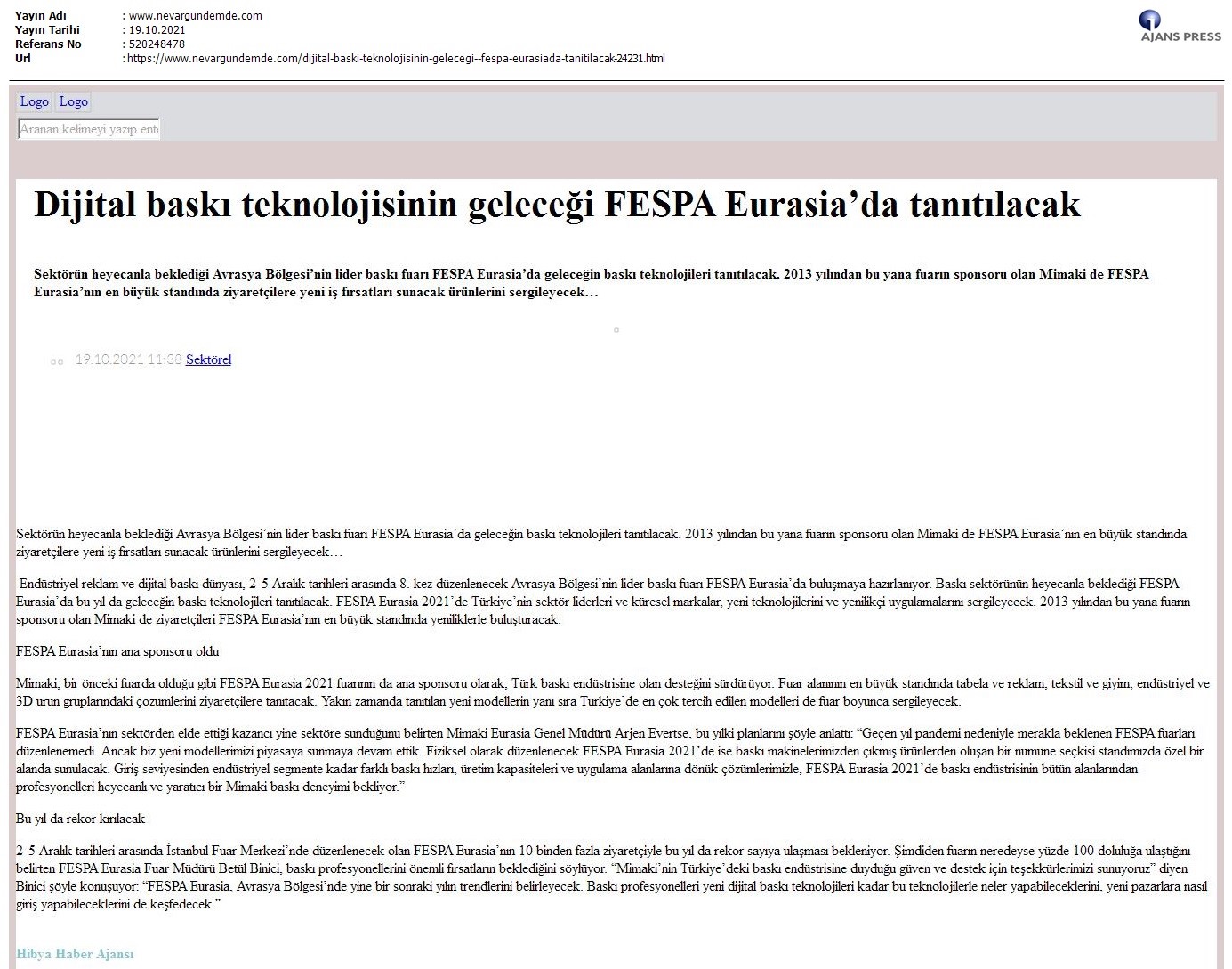 Dijital baskı teknolojisinin geleceği FESPA Eurasia'da tanıtılacak