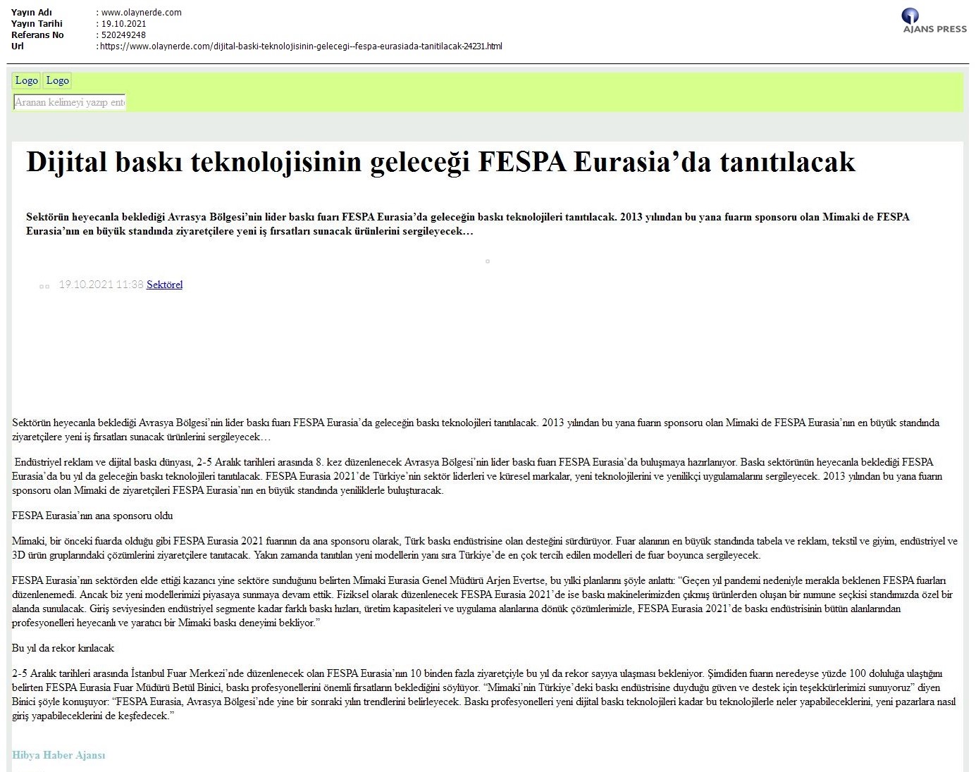 Dijital baskı teknolojisinin geleceği FESPA Eurasia'da tanıtılacak