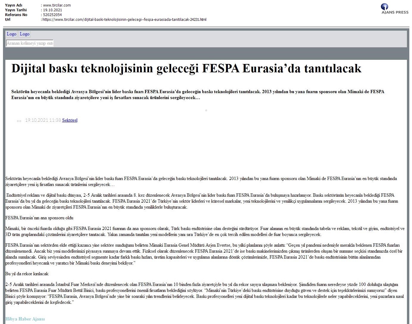 Dijital baskı teknolojisinin geleceği FESPA Eurasia'da tanıtılacak