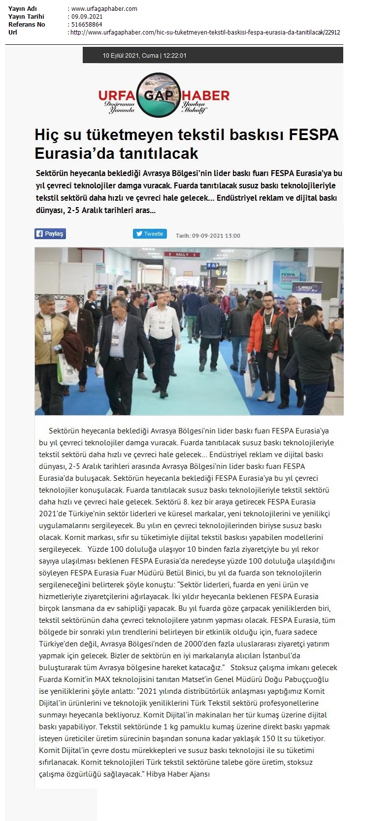 Hiç su tüketmeyen tekstil baskısı FESPA Eurasia'da tanıtılacak